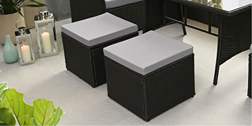 Image of DEVOKO 6-Piece Outdoor Patio Furniture Set HDPE Wicker Conversation Set with Dining Table, Sofa for Porch, Lawn, Garden, Backyard (Black & Grey)