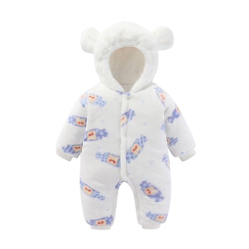 Generisch Body de manga corta Ropa de bebé recién nacido Niños Niñas Grueso Fleece Traje de Nieve Invierno Abrigos Cálidos Vaca Estampados Niño con Capucha Mono Mono Infantil Manga Larga Body 80, azul