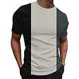 Hombres Primavera y Verano Ocio Deportes Transpirable Cómodo Playa Viento Cosido Rayas Color Camiseta de Manga Corta T - Camisa para Hombres V - Cuello de Algodón, El negro, L
