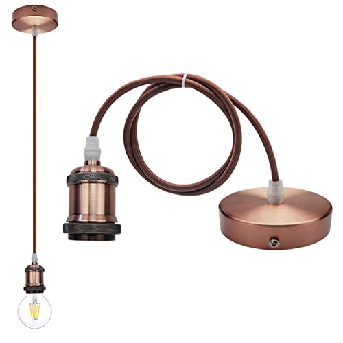 EXTRASTAR Portalámpara de Metal, Lámparas Base de Araña Vintage, E27 Bombilla Base, Cable 1M, Max 60W, Marrón rojizo, Para Techos, Pasillos, Cocinas, Bares, Oficinas