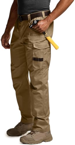 CQR Men's Quick Dry Work Pants, Water Resistant Outdoor Tactical Pants, Lightweight Stretch Cargo Hiking Pants