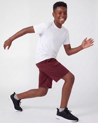 Image of Real Essentials 5 Pack: Boys' Dry Fit Basketball Shorts for Youth Kids Teens - Athletic Running Soccer Sports with Pockets