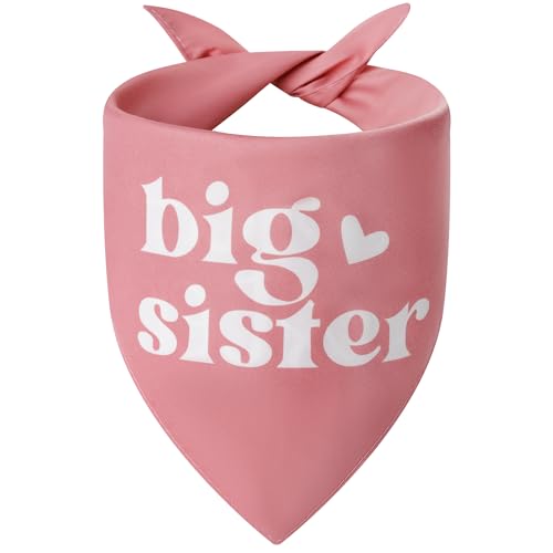 Agroon Big Sister Dog Bandana Pink Large 1PCS Adjustable Triangle Scarf Pregnancy Announecment New Baby for Family.