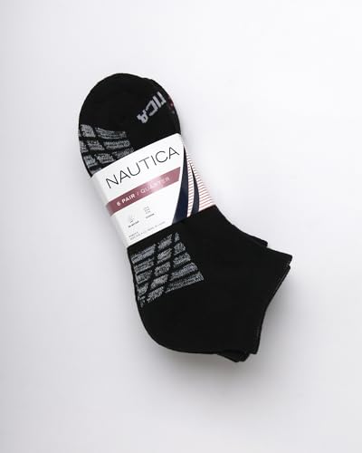 Image of Nautica Womens Quarter Socks Athletic Cushion Moisture Wicking Socks 6 Pack | Stretch Performance Dri-Motion Fabric, Cushioned with Arch Support, Breathable Mesh Panels, Quarter Cut, Shoe Size 4-10