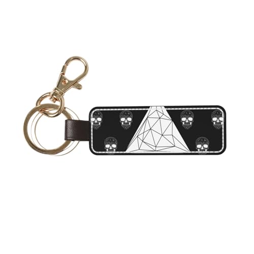 Salelf Polygonal Modern Crystal Skull Leather Keychain Universal Key Fob Keychain Leather KeyChains Holder for Women and Men