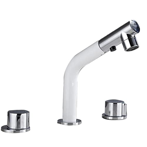 Robinet de douche et baignoire extensible blanc à double poignée eau chaude froide