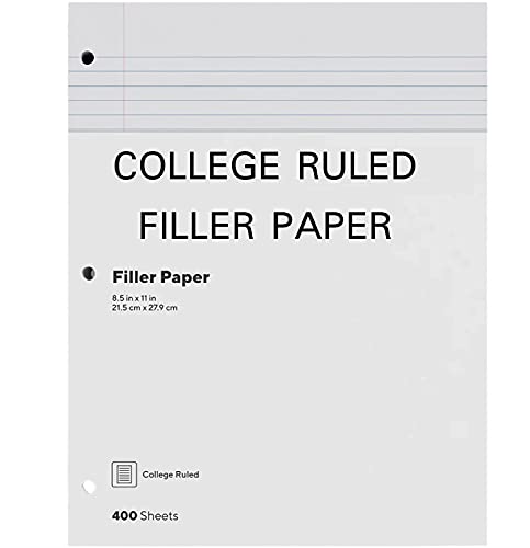 1Intheoffice Loose Leaf Paper College Ruled, Filler Paper 8 1/2" X 11", 400 Sheets (400 Sheets) #TOP1