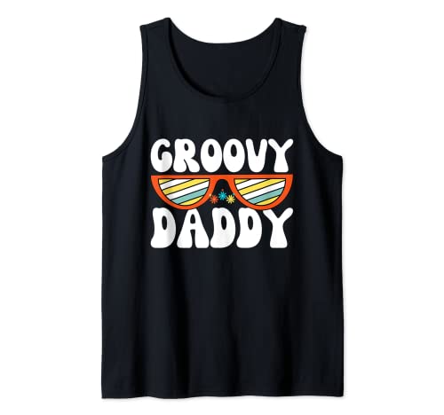 Matching Family 1st Birthday Party Retro Groovy Daddy Camiseta sin Mangas