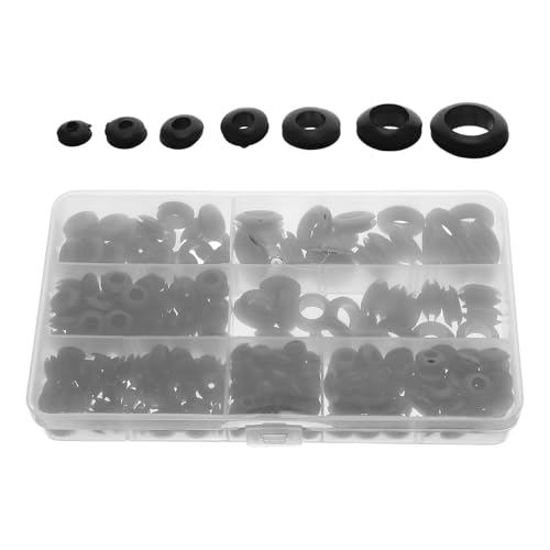 Homoyoyo 260pcs Black Rubber Grommet Kit Double-Sided Cable Seal Rings for Wire Management 4-14mm Waterproof O-Rings Electrical Wire Gasket Set for Industrial and Automotive Use