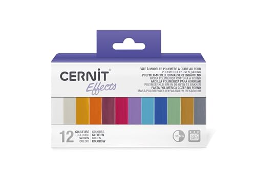 CERNIT CEASS003C - Un Assortiment 12 Pains de Pâtes Cernit 25g - Pâte polymère à effet assortiments de 12 couleurs différentes - Translucent et Mettalic -...