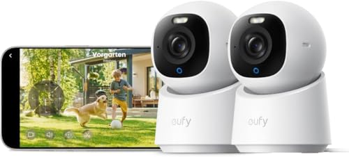 eufy Innenkamera E30, 2er-Pack, 4K UHD-Überwachungskamera innen, Haustier-/Babykamera mit Phone-App, Auto-Tracking Mensch/Tier, Farb-Nachtsicht, Unterstützt Homekit (Generalüberholt)