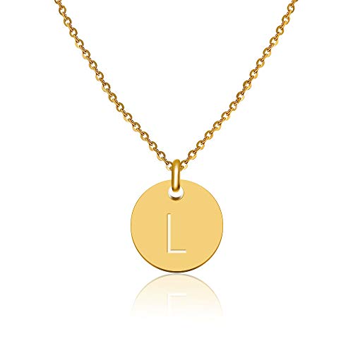 Collares para mujer con colgante iniciale L oro I Collar letra - Longitud 40+5 cm - Cadena chapada en Oro 18k Cover