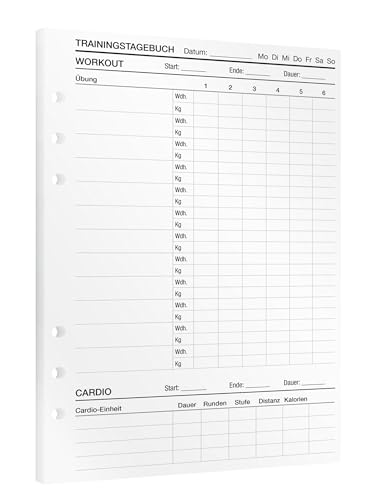 KOMPASS® Trainingstagebuch/Workout-Journal | 30 DIN-A5-Einlagen für Ringbuchplaner zur Fitness-Planung | Gym Tagebuch Inkl. Ernährungstagebuch | Krafttraining Logbuch | Ringbuch-Kalender 2025 a5