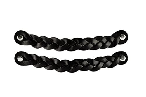 Brute Strength, Leather Handles for Furniture, Braided, Black, 2 pcs, 20 x 2,5 cm, Cabinet Handle