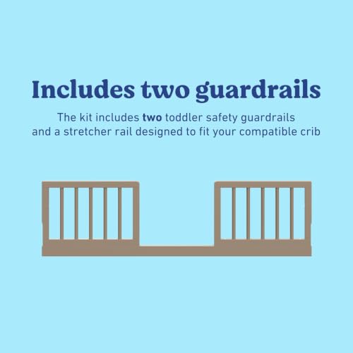 Image of Graco Storkcraft Toddler Safety Guardrail Kit with Dowels - GREENGUARD Gold Certified, Converts Compatible Storkcraft Crib to Toddler Bed, Kit Includes 2 Toddler Guardrails (Taupe)