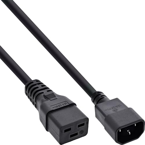 Inline 22533 Cavo Alimentazione Prolunga 10A, Spina IEC-320-C14 a Presa IEC-320-C19, 1 m, Nero
