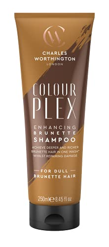Charles Worthington ColourPlex Enhancing Brunette Shampoo, Tone and Revitalise Colour, Toner for Brown Hair, Salon Shampoo for Brunettes, 250 ml
