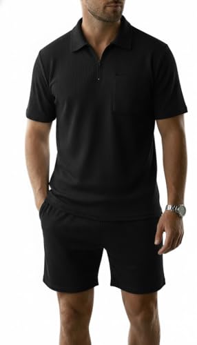 Image of SMOWKLY Men's Cotton Blend Pyjama Set | Half Sleeve Polo T Shirt & Shorts for Men | Summer Co Ord Set |Casual Lounge Outfit | Night Suit for Men | Comfortable Sleepwear
