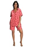 Ulla Popken Damen Shorty, Country-Druck, Halbarm, Shorts, Kurzpyjama Pyjamaset, hellrot, 50/52