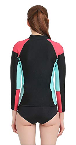 Lemorecn Women's 1.5Mm Wetsuits Jacket Long Sleeve Neoprene Wetsuits Top (2047Black12) #TOP2
