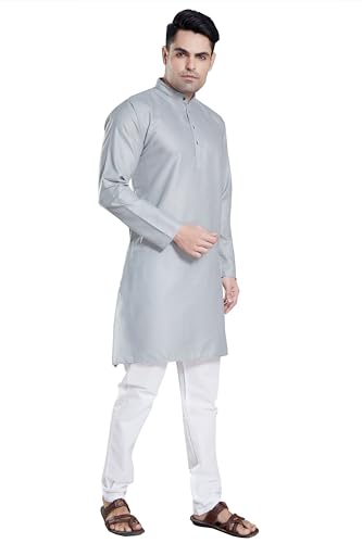 Image of DIVISIVE Men's Plain Cotton Blend Linen Slim Fit Kurta Pyjama Set