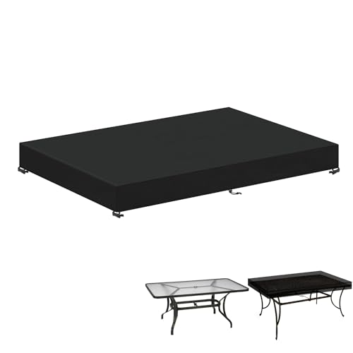 LAMUNI Funda Mesa Exterior Impermeable Cubierta de Mesa de Jardín Anti-Viento Funda Protectora Muebles Jardin Antipolvo Fundas para Mesa Exterior Anti-UV Funda Mesa Jardin Rectangular, 160x90x15cm