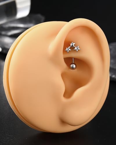 Minimalist Star Rook Earrings, 16G Rook Eyebrow Jewelry, Stainless Steel Rook Eyebrow Piercing Jewelry Vertical Labret Stud3