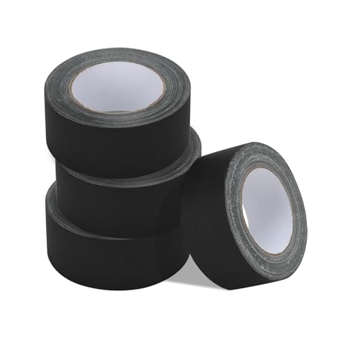 Cinta gaffer de tela sin residuos paquete de 4 rollos negros mate alta adherencia