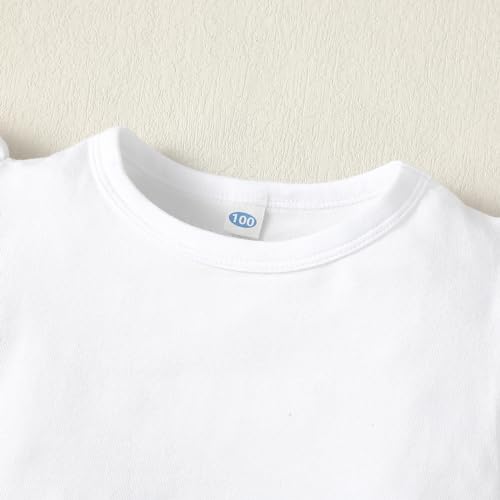 Image of Magic Park 1-14Y Toddler Ruffle T Shirt Girls Solid Color Blouse Kids Girl Short Long Sleeve Tops Casual Tee