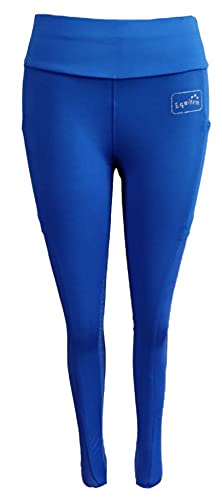 Equitem Ladies Silicone Full Seat Riding Tights with Phone Pockets (Royal Blue, US 26)