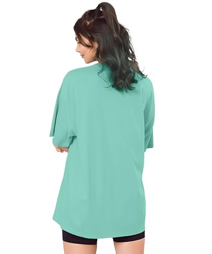 Image of SHODOX Women's Cotton Blend Oversized Drop Shoulder Solid T-Shirt(Pack of 1)