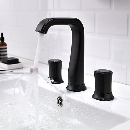 Mitigeur d'évier répandu en laiton noir mat au design chic pour salle de bain