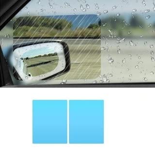 Image of CARTMAN Anti Fog Anti-Mist Rainproof Protective Film For Side Window | Water Protective Film Sticker for Car Anti-Glare, Anti-Scratch, Rainproof- Square (Pack Of 2)