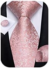 DiBanGu Mens Tie Set Paisley Floral Necktie Hanky Cufflinks Silk Tie Set Party Wedding