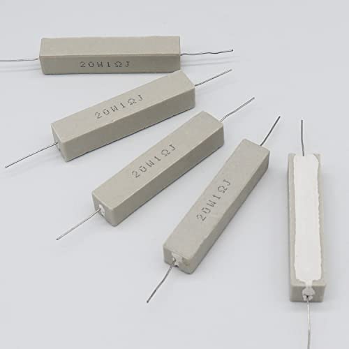 Cement Resistor,10 Pcs 20W 1 Ohm 5% Axial Lead Wire Resistor White Wound Fixed Ceramic Cement Resistors Wirewound Cement Power Resistors Flame Heat Moisture Resistance Precharge Horizontal Resistors #TOP3