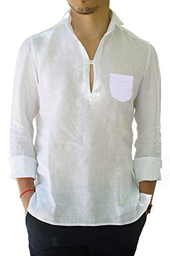 COOFANDY Men's Henley Neck Shirt Long Sleeve Shirts Casual V-Neck Linen Shirts