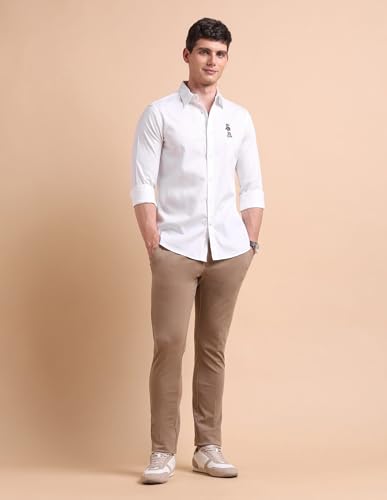 Image of U.S. POLO ASSN. Solid Tailored Fit Shirt for Men - 100% Cotton, Breathable & Comfortable, Full Sleeves Casual Shirt for Men