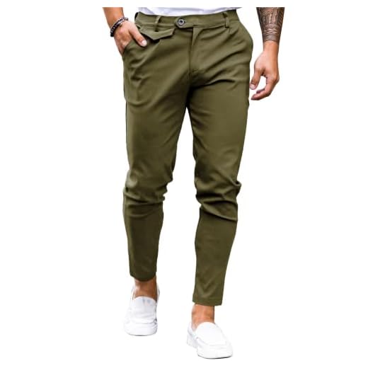 Calça jeans masculina slim fit frente lisa stretch skinny calça social confortável casual sólida, 1 - sarja verde, X-Large