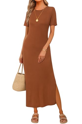 Image of Arach&Cloz Women's Wool Blend Lightweight Spring Casual T Shirts Maxi Dress 2026