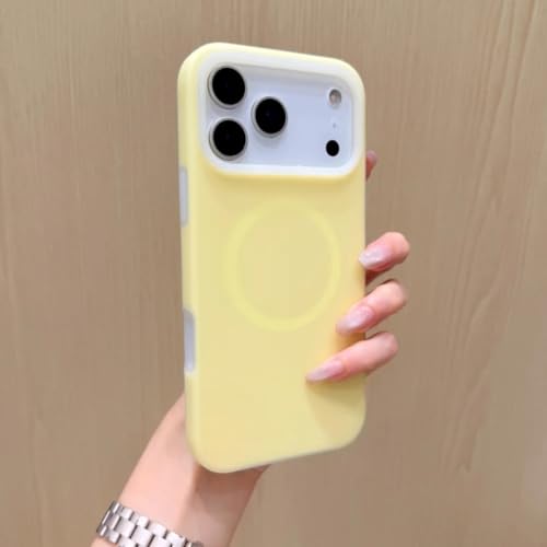 Coque iPhone 12 silicone jaune anti-rayures et charge magnétique