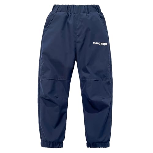 Little Boy Ski Snow Pants Size 9-10 Winter Hiking Kids Cargo Waterproof Trousers Navy Blue