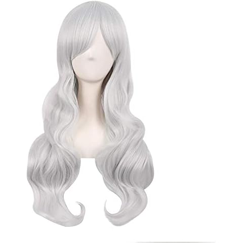 MapofBeauty Peluca Larga Rizada Plata Cover