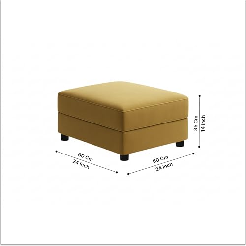 Image of Avion Natalia 3+2 Seater Sofa Set with Ottoman for Living Room Yellow | Modern 6 Person Sofas Furniture | Fabric Sofa Set 6 Seater Couch for Guests Room Festival Gifts