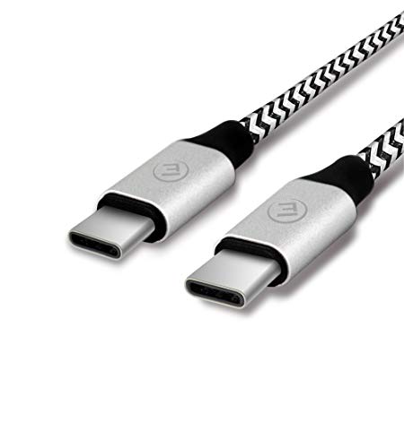 EVOMIND Cable USB C a USB C de Nylon 1M Carga rápida y Sincro - Cable USB Tipo-C 3.1 Gen1 para Samsung S8 / S9 / Note 8 / Tab S3/S4, Huawei P9 / P10 / P20, y Otros Dispositivos USB Type C - 1M Gris