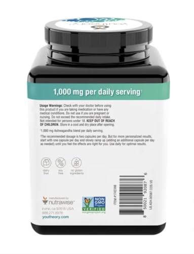 Youtheory Ashwagandha 1000mg with KSM-66 - Helps Support a Healthy Stress Response,180 Capsules (Pack of 1) - Image 5