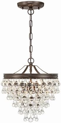 Crystorama Calypso 3 Light Crystal Teardrop Vibrant Bronze Mini Chandelier