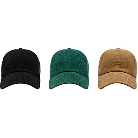 Classic 6-Panel Corduroy Cotton Baseball Unisex Cap with Adjustable Brass Buckle, Assorted, One size Cover