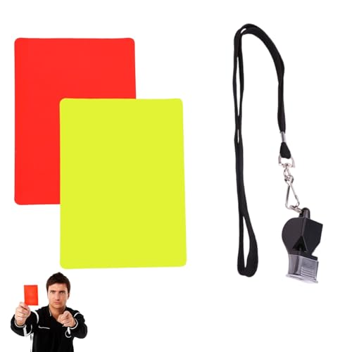 Set di arbitri per pallamano da calcio, kit completo di ombrelli con cartellino rosso e giallo, fischietto in metallo e cordino, attrezzatura professionale per allenatori, insegnanti di sport e