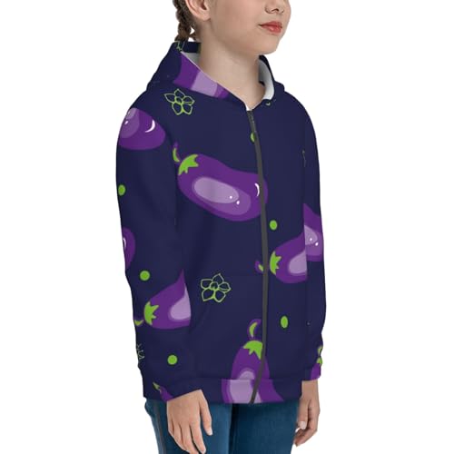 Eggplant Kid Hoodies Boys Zip Up Sweatshirts Girls Pullover with Pocket4