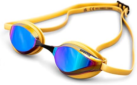 Arena Python Racing Swim Goggles for Men and Women, UV Protection, Anti-Fog, Dual Strap, Mirror Lens, Copper/Gold